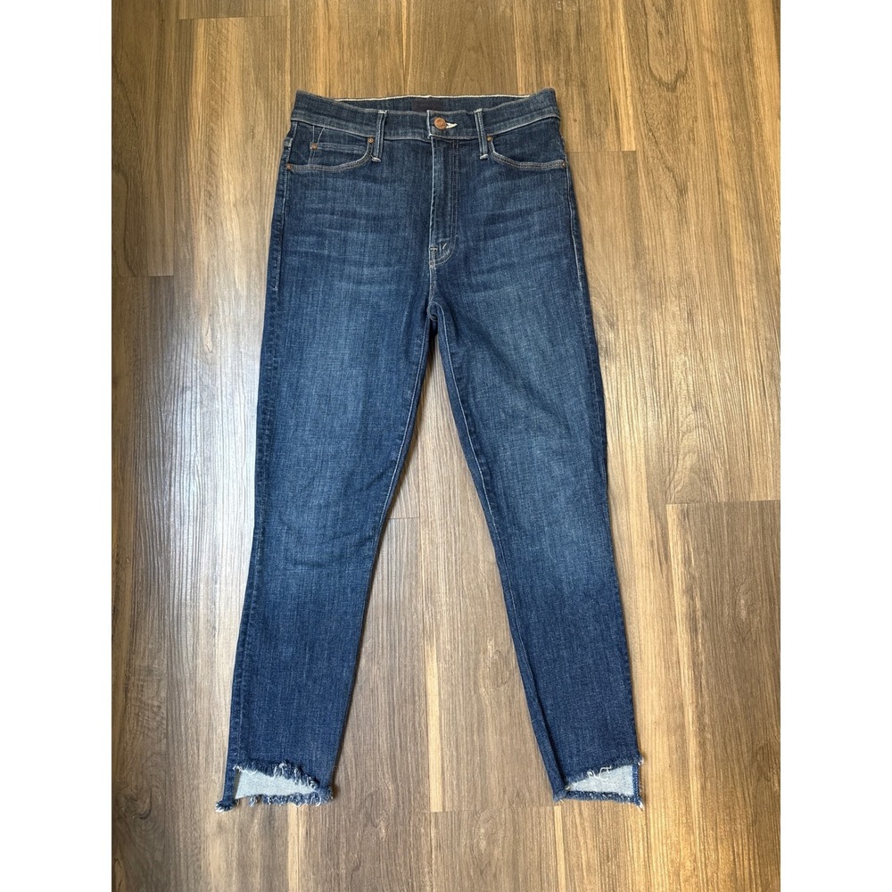 MOTHER Indigo Raw-Hem Ankle Jeans